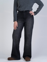 شلوار جین بگ قد 110 مشکی کم کش کد 21872