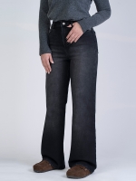 شلوار جین بگ قد 110 مشکی کم کش کد 21872 - Image 3