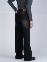 شلوار جین بگ قد 110 مشکی کم کش کد 21872 - Image 2