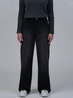 شلوار جین بگ قد 110 مشکی کم کش کد 21873 - Image 2