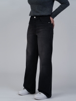شلوار جین بگ قد 110 مشکی کم کش کد 21873