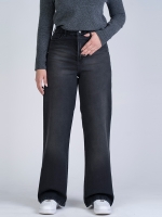 شلوار جین بگ قد 110 مشکی کم کش کد 21875 - Image 3