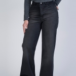 شلوار جین بگ قد 110 مشکی کم کش کد 21875