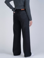 شلوار جین بگ قد 110 مشکی کم کش کد 21875 - Image 2