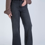 شلوار جین بگ قد 110 مشکی کم کش کد 21877