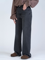 شلوار جین بگ قد 110 مشکی کم کش کد 21877 - Image 3