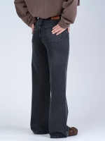 شلوار جین بگ قد 110 مشکی کم کش کد 21877 - Image 2