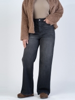 شلوار جین بگ قد 110 مشکی کم کش کد 21896 - Image 3