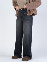 شلوار جین بگ قد 110 مشکی کم کش کد 21896