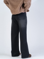 شلوار جین بگ قد 110 مشکی کم کش کد 21896 - Image 2