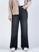 شلوار جین بگ قد 110 مشکی کم کش کد 21897 - Image 3