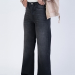 شلوار جین بگ قد 110 مشکی کم کش کد 21897