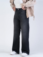 شلوار جین بگ قد 110 مشکی کم کش کد 21897