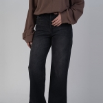 شلوار جین بگ قد 110 مشکی کم کش کد 21898