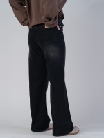 شلوار جین بگ قد 110 مشکی کم کش کد 21898 - Image 2