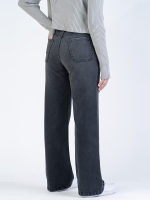 شلوار جین بگ قد 110 مشکی کم کش کد 21899 - Image 2