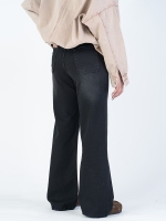 شلوار جین بگ قد 110 مشکی کم کش کد 21900 - Image 2