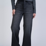 شلوار جین بگ قد 110 مشکی کم کش کد 21901