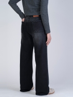 شلوار جین بگ قد 110 مشکی کم کش کد 21901 - Image 2