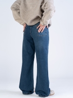 شلوار جین بگ قد 110 کم کش کد 22137 - Image 2