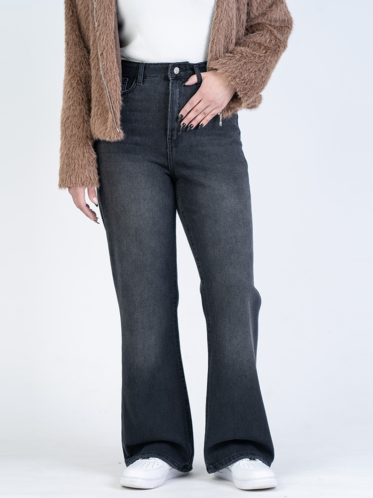 22297 (1) شلوار جین فلر قد 110 مشکی کد 22297 - Image 1