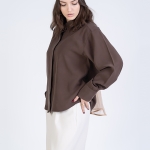 شومیز پارچه ای اوشن قهوه ای کد 22420