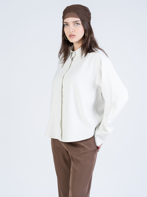 شومیز زنانه پارچه ای اوشن سفید کد 22428 - Image 4