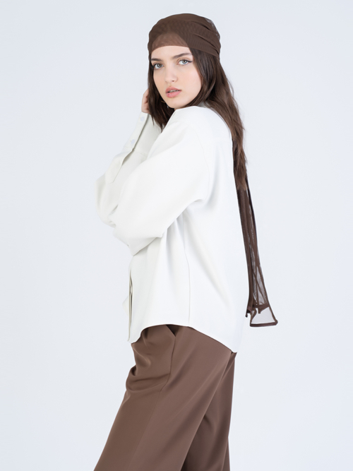 شومیز زنانه پارچه ای اوشن سفید کد 22428 - Image 3