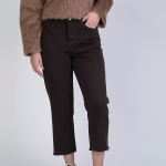 شلوار کتان استریت قد 90 دمپا کات قهوه ای کد 22619