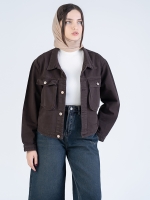 مید کت کتان قهوه ای کد 93081 - Image 3