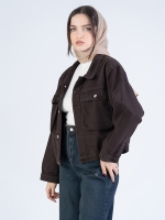 مید کت کتان قهوه ای کد 93081 - Image 4