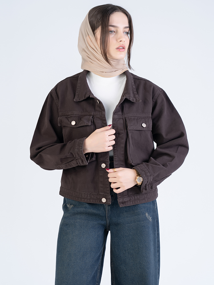 93081 (3) مید کت کتان قهوه ای کد 93081 - Image 1