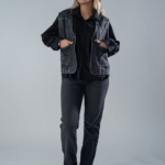 شلوار جین استریت قد 110 مشکی کم کش کد 17175