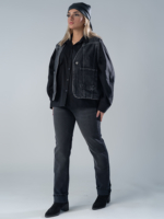 شلوار جین استریت قد 110 مشکی کم کش کد 17175 - Image 5