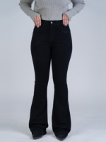 شلوار کتان بوت کات قد 110 مشکی کش کد 18835 - Image 3