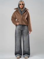 شلوار جین بگ قد 115 دمپا کات مشکی کد 19594 - Image 3