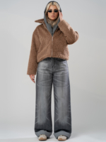 شلوار جین بگ قد 115 دمپا کات مشکی کد 19594 - Image 5