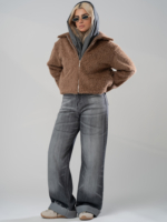 شلوار جین بگ قد 115 دمپا کات مشکی کد 19594 - Image 7