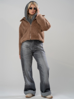 شلوار جین بگ قد 115 دمپا کات مشکی کد 19594