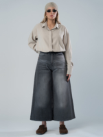 شلوار جین فول بگ قد 90 مشکی کد 19668 - Image 5