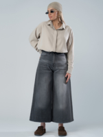 شلوار جین فول بگ قد 90 مشکی کد 19668 - Image 6