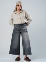 شلوار جین فول بگ قد 90 مشکی کد 19668 - Image 8