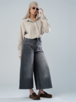 شلوار جین فول بگ قد 90 مشکی کد 19668 - Image 2