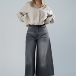 شلوار جین فول بگ قد 90 مشکی کد 19668