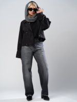 شلوار جین رگولار پلاس قد 110 مشکی کد 19783