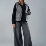 شلوار جین فول بگ قد 110 مشکی کد 19977