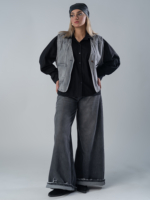 شلوار جین فول بگ قد 110 مشکی کد 19977 - Image 3