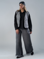 شلوار جین فول بگ قد 110 مشکی کد 19977 - Image 2