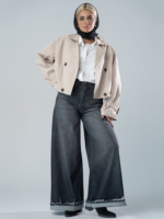 شلوار جین فول بگ قد 110 مشکی کد 20025 - Image 4