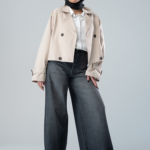 شلوار جین فول بگ قد 110 مشکی کد 20025